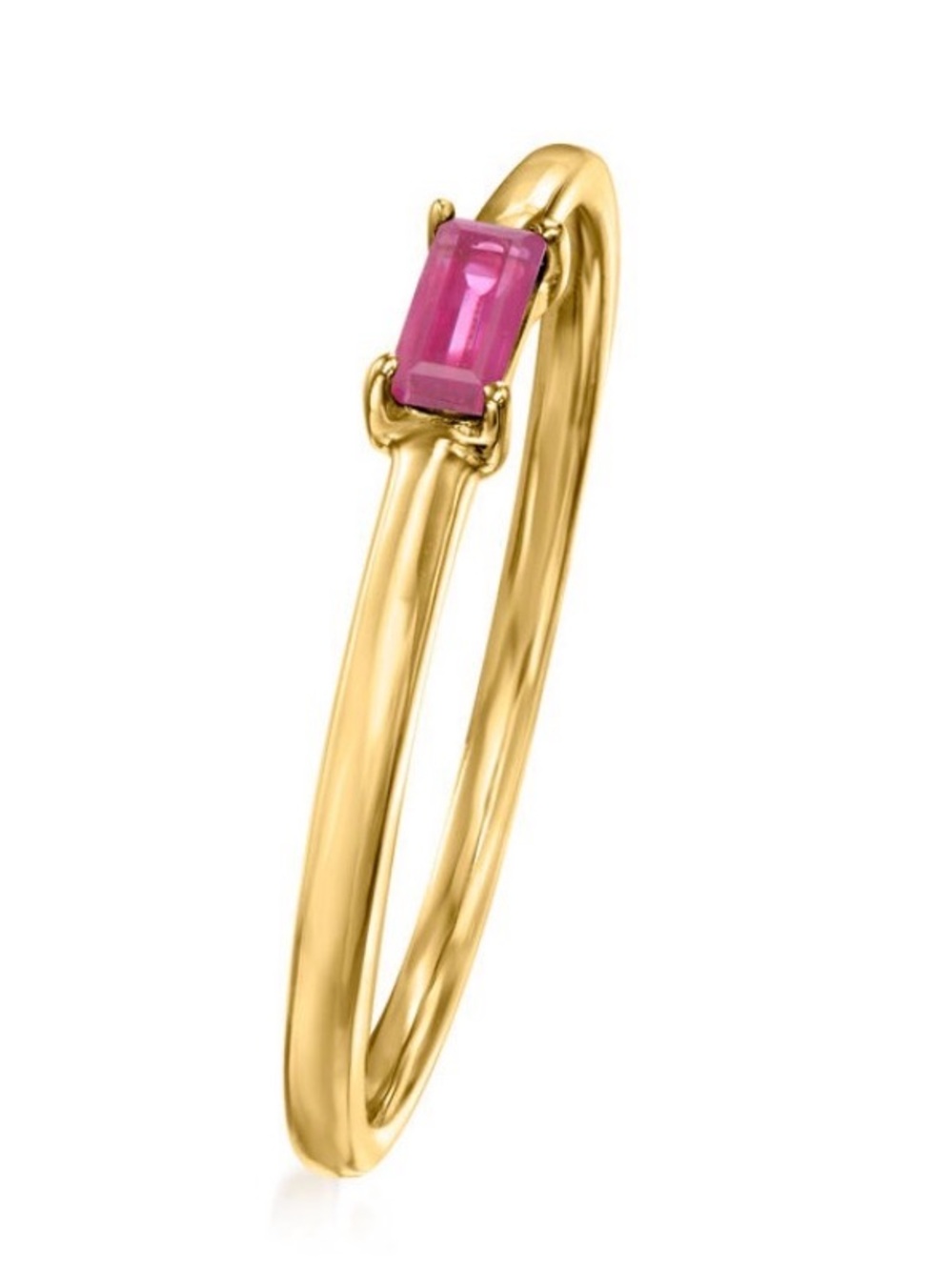 Ruby Baguette Stackable Ring- 10K gold delicate- Size 8 | Ross Simons brand